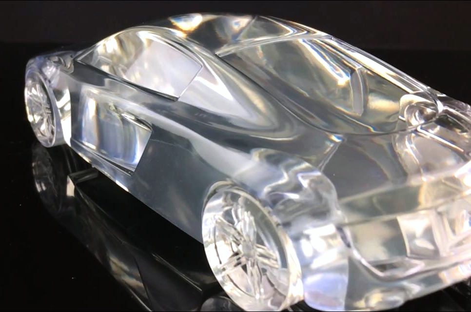 3d printed clear car-close up